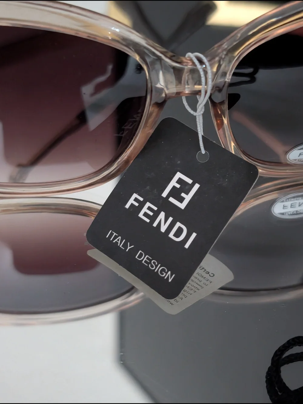 Fendi (Fashion) Clear Frame Sunglasses with Brown Gradient Lenses